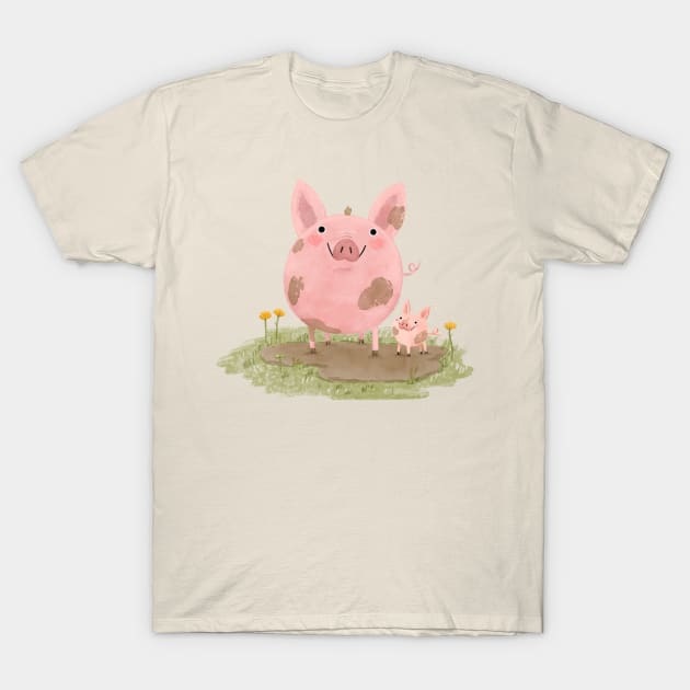 Piggies in a Mud Puddle T-Shirt by Sophie Corrigan